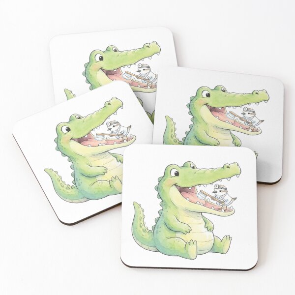 Item preview, ​Cute Crocodile and Dentist Bird - Pediatric Dental Watercolor designed and sold by DrToothStudio.