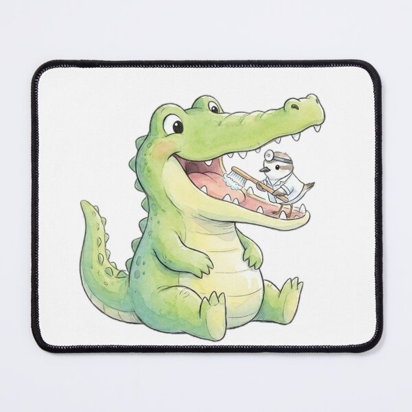 Item preview, ​Cute Crocodile and Dentist Bird - Pediatric Dental Watercolor designed and sold by DrToothStudio.