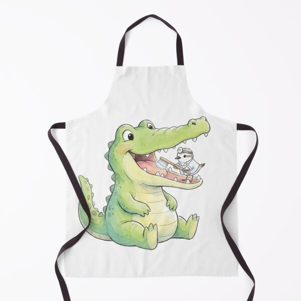 Item preview, ​Cute Crocodile and Dentist Bird - Pediatric Dental Watercolor designed and sold by DrToothStudio.