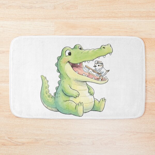 Item preview, ​Cute Crocodile and Dentist Bird - Pediatric Dental Watercolor designed and sold by DrToothStudio.