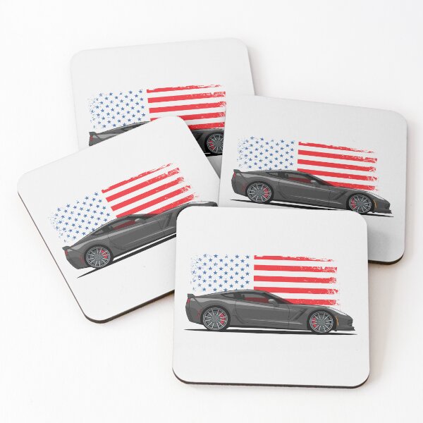 Item preview, Black Chevy Corvette C7 Z06 Flag Illustration designed and sold by blackdogshop.