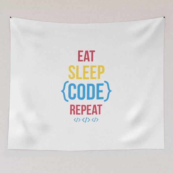Item preview, Eat Sleep {Code} Repeat Funny Notch Style Coder T-Shirt Design designed and sold by Zenith Design.