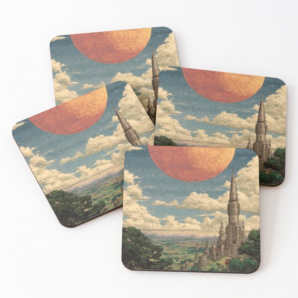 Item preview, Retro Pixel Citadel | 8-Bit Fantasy Landscape with Golden Harvest Moon designed and sold by MetroEnvision.