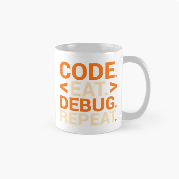 Item preview, Code Eat Debug Repeat HTML Tags Funny Notch Style Web Developer T-Shirt designed and sold by Zenith Design.