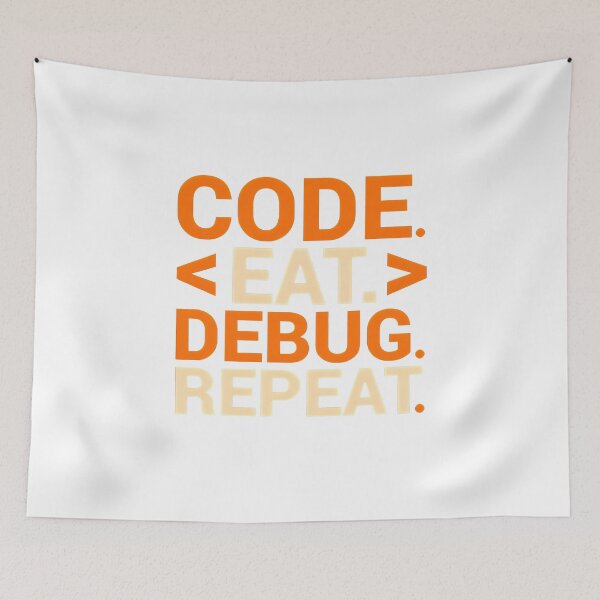 Item preview, Code Eat Debug Repeat HTML Tags Funny Notch Style Web Developer T-Shirt designed and sold by Zenith Design.