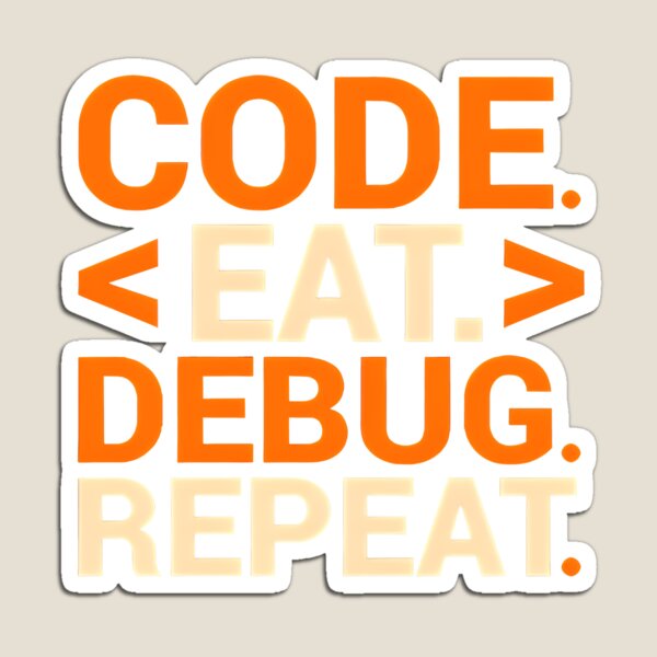 Item preview, Code Eat Debug Repeat HTML Tags Funny Notch Style Web Developer T-Shirt designed and sold by Zenith Design.