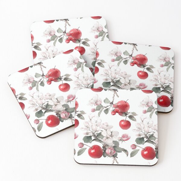 Item preview, Red Apples on Branch with Pink Flowers designed and sold by Piotrek0001.