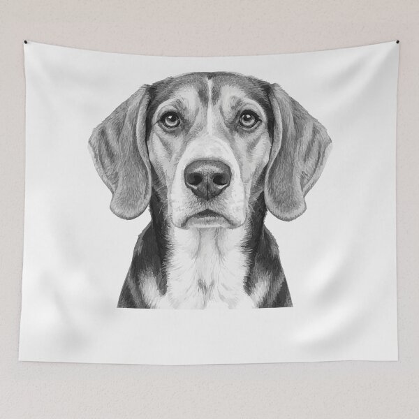 Item preview, Handsome Coonhound – Detailed Line Art Portrait designed and sold by furrydrool.