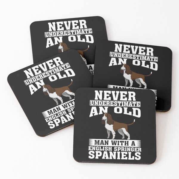 Item preview, Never Underestimate an Old Man with English Springer Spaniels designed and sold by CosmoKitsch.