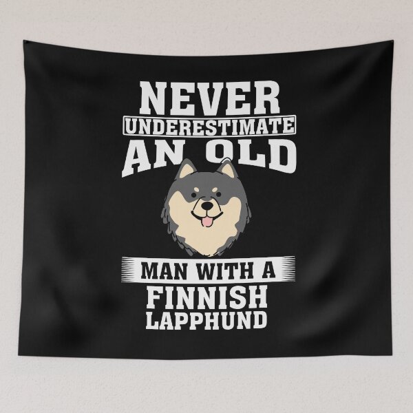 Item preview, Never Underestimate an Old Man with Finnish Lapphund designed and sold by CosmoKitsch.