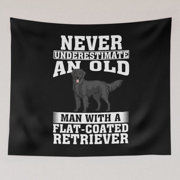 Item preview, Never Underestimate an Old Man with Flat-Coated Retriever designed and sold by CosmoKitsch.