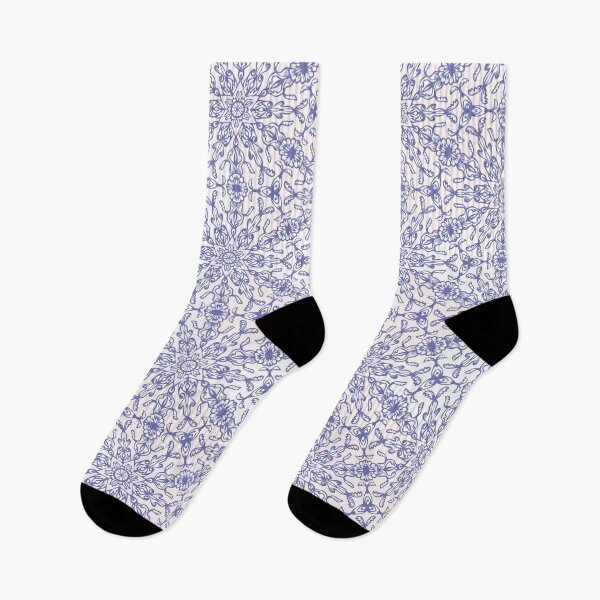Item preview, Intricate Blue Periwinkle Floral Kaleidoscope - Elegant Porcelain Star Pattern designed and sold by Daniela Vargas Ilustra.