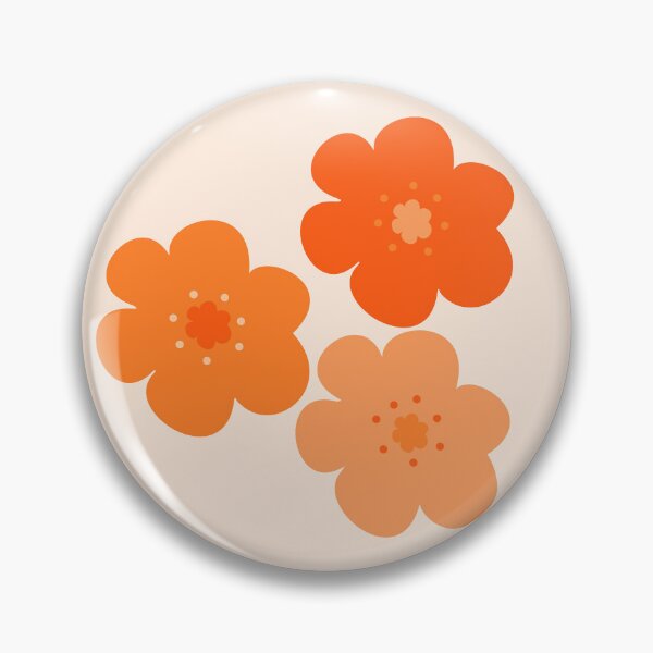 Item preview, 60's 70's Retro Scandinavian Flowers in Bright Orange on Cream designed and sold by MellowCat.