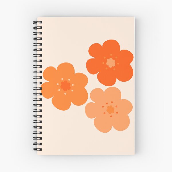 Item preview, 60's 70's Retro Scandinavian Flowers in Bright Orange on Cream designed and sold by MellowCat.