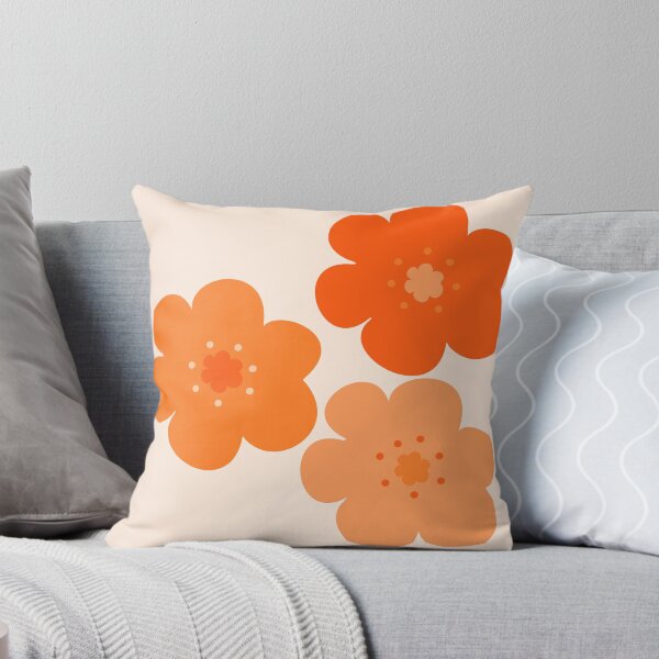 Item preview, 60's 70's Retro Scandinavian Flowers in Bright Orange on Cream designed and sold by MellowCat.