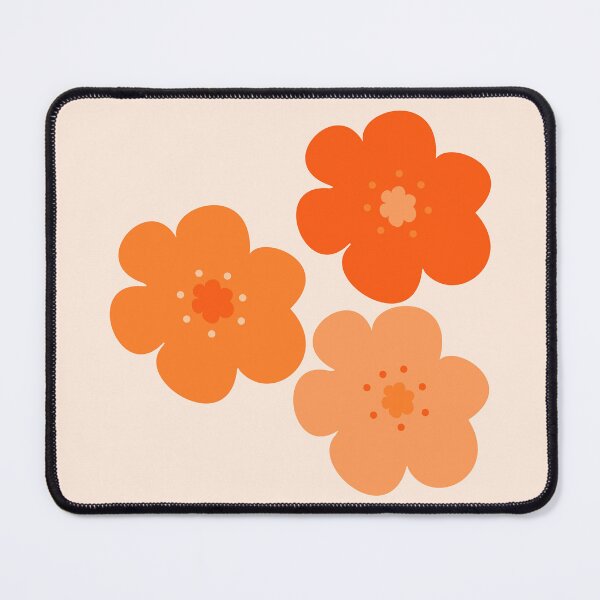 Item preview, 60's 70's Retro Scandinavian Flowers in Bright Orange on Cream designed and sold by MellowCat.