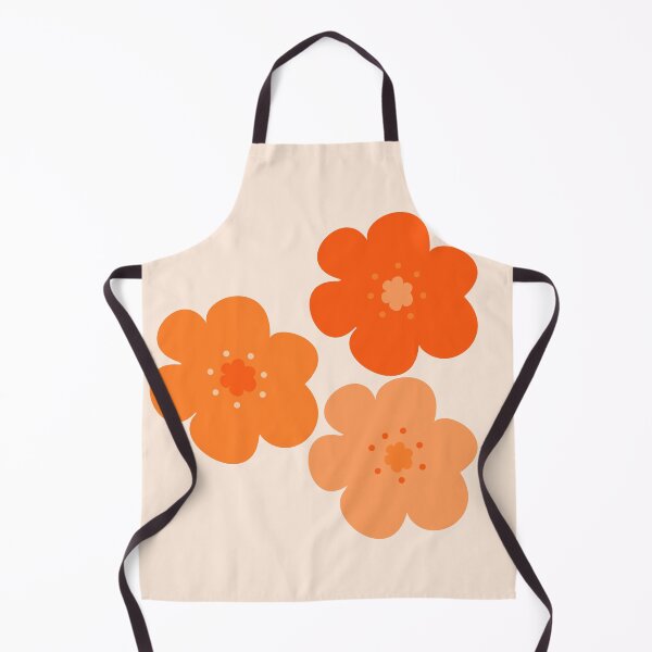 Item preview, 60's 70's Retro Scandinavian Flowers in Bright Orange on Cream designed and sold by MellowCat.