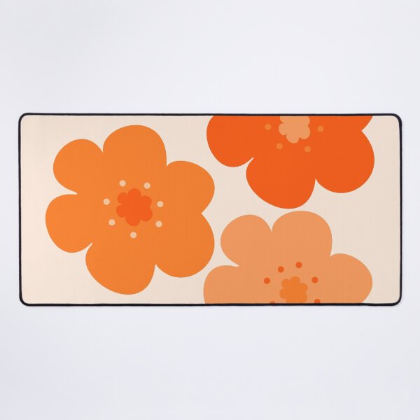 Item preview, 60's 70's Retro Scandinavian Flowers in Bright Orange on Cream designed and sold by MellowCat.