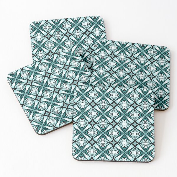 Item preview, Teal geometric design of stripes and diamonds designed and sold by Poplartree.