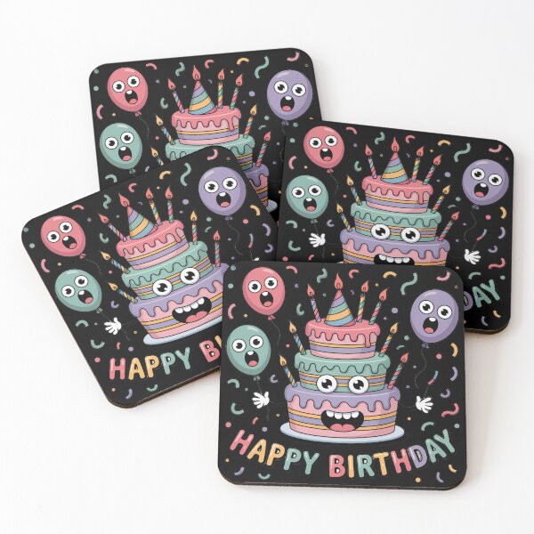 Item preview, Happy Birthday Monster Cake – Cute Screaming Balloons & Party Chaos designed and sold by Midnight Veil Designs.
