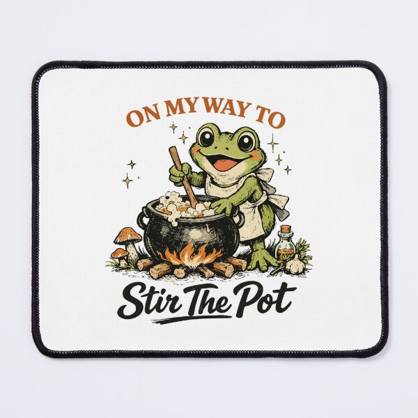 Item preview, On My Way To Stir The Pot – Sarcastic Frog Cottagecore Art designed and sold by FamaPod.