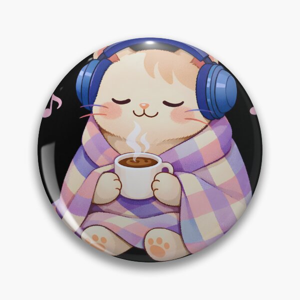 Item preview, Low Stimulation Please Cute Cat with Headphones Cozy Illustration designed and sold by designleon19.