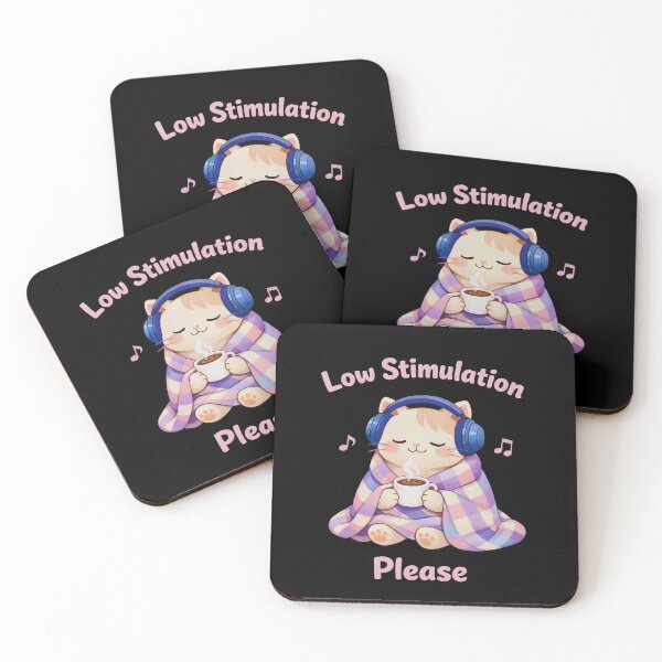Item preview, Low Stimulation Please Cute Cat with Headphones Cozy Illustration designed and sold by designleon19.