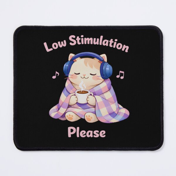 Item preview, Low Stimulation Please Cute Cat with Headphones Cozy Illustration designed and sold by designleon19.