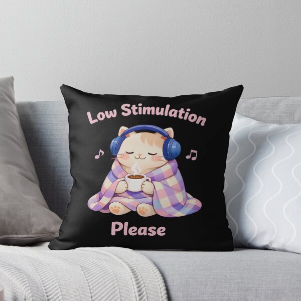 Item preview, Low Stimulation Please Cute Cat with Headphones Cozy Illustration designed and sold by designleon19.