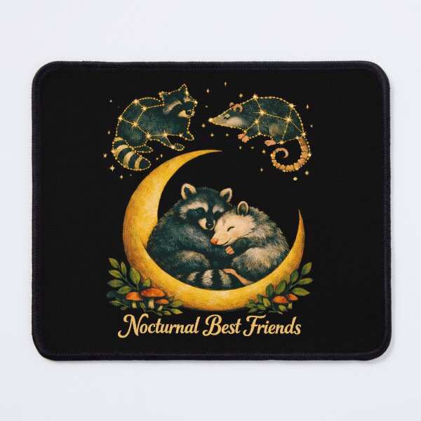 Item preview, Nocturnal Best Friends Raccoon and Opossum Crescent Moon Illustration designed and sold by designleon19.