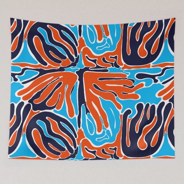Item preview, Funky orange and blue pattern  designed and sold by The Curious Cow.