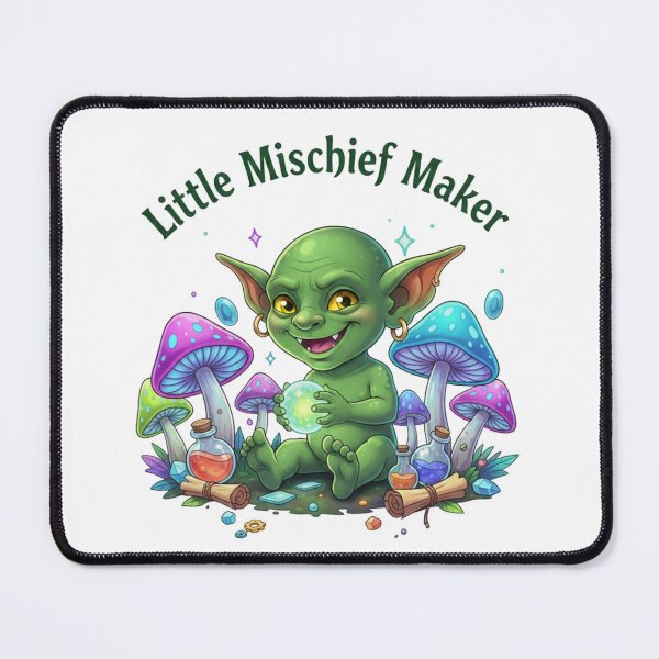 Item preview, Little Mischief Maker Cute Goblin Fantasy Illustration – Magical Mushroom Art designed and sold by YK SHOP.