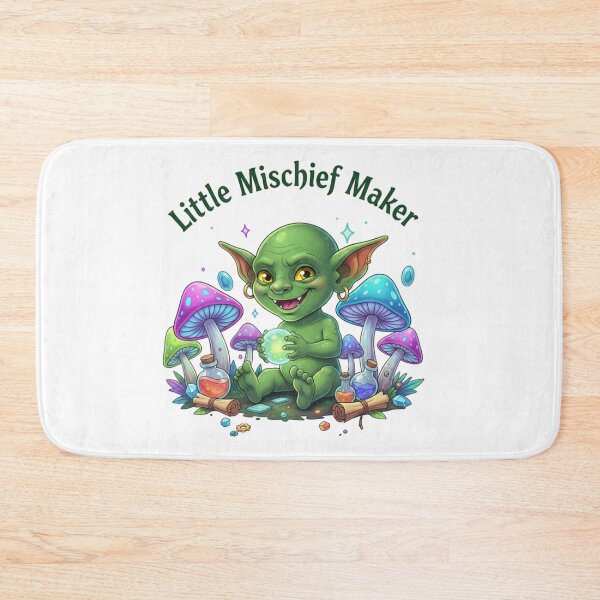 Item preview, Little Mischief Maker Cute Goblin Fantasy Illustration – Magical Mushroom Art designed and sold by YK SHOP.