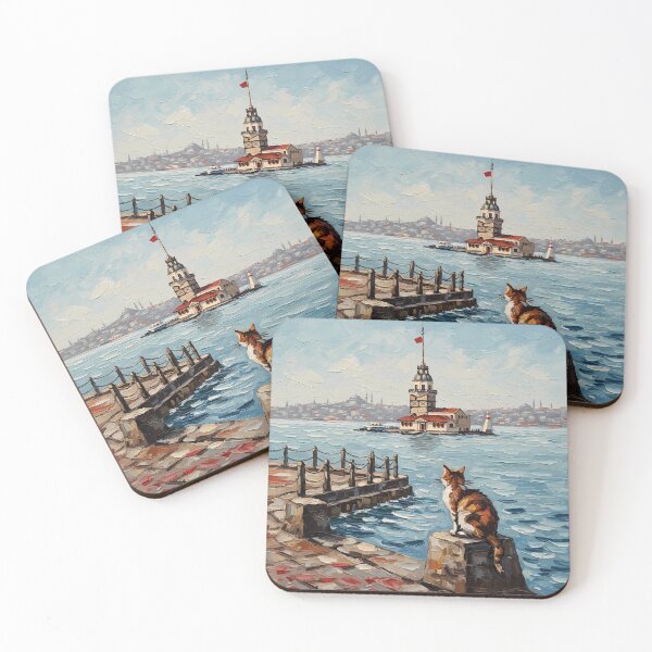Item preview, Istanbul Maiden's Tower & Cat View - Oil Painting Art designed and sold by Ascend777.