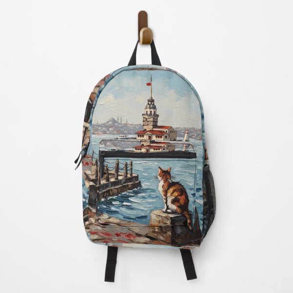 Item preview, Istanbul Maiden's Tower & Cat View - Oil Painting Art designed and sold by Ascend777.