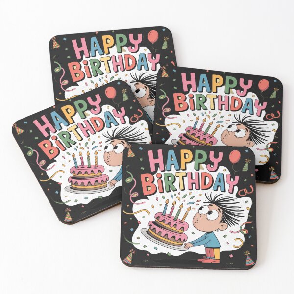 Item preview, Happy Birthday Chaos – Excited Kid with Giant Cake & Party Explosion designed and sold by Midnight Veil Designs.