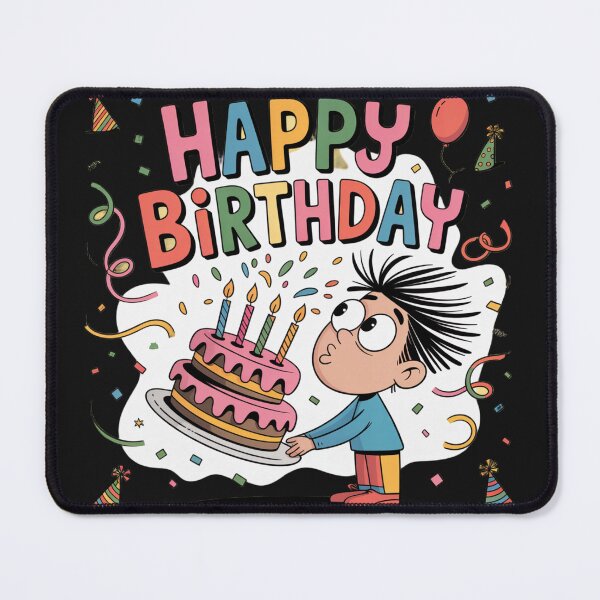 Item preview, Happy Birthday Chaos – Excited Kid with Giant Cake & Party Explosion designed and sold by Midnight Veil Designs.
