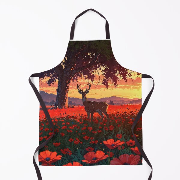 Artikelvorschau, Hirsch auf einem Feld roter Mohnblumen entworfen und verkauft von Aesthetic Visuals.