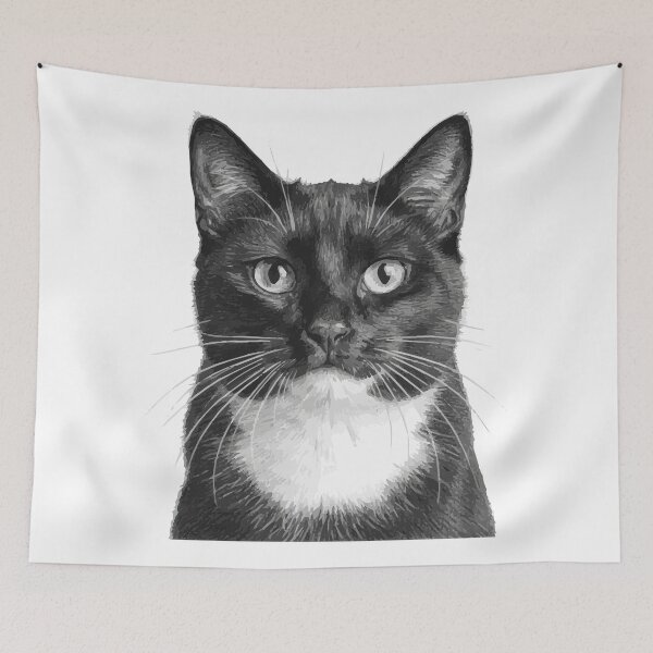 Item preview, Handsome Tuxedo Cat – Detailed Line Art Illustration designed and sold by furrydrool.