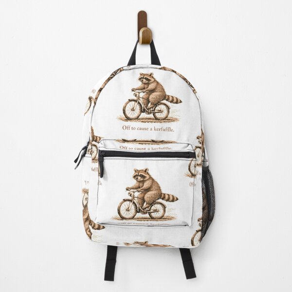 Item preview, Off to Cause a Kerfuffle Mischievous Raccoon Riding a Bicycle designed and sold by designleon19.