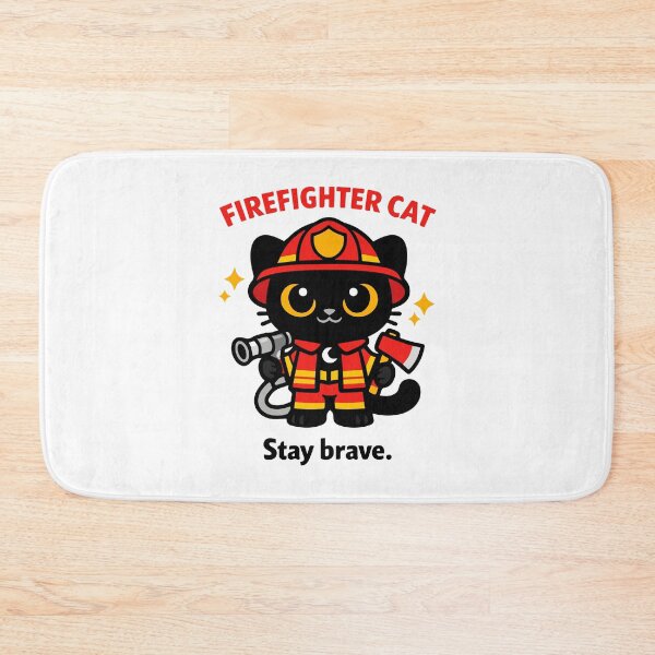 Item preview, Firefighter Cat Character with Positive Message designed and sold by Black Cat Merch Company.