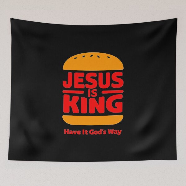 Item preview, Jesus Is King Religious Typography Design with Bold Burger‑Style Layout and Faith Message designed and sold by Bright Nest Studio.