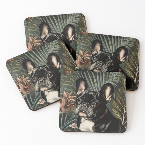 Item preview, Black French Bulldog Botanical Deco designed and sold by TheBohemianLark.