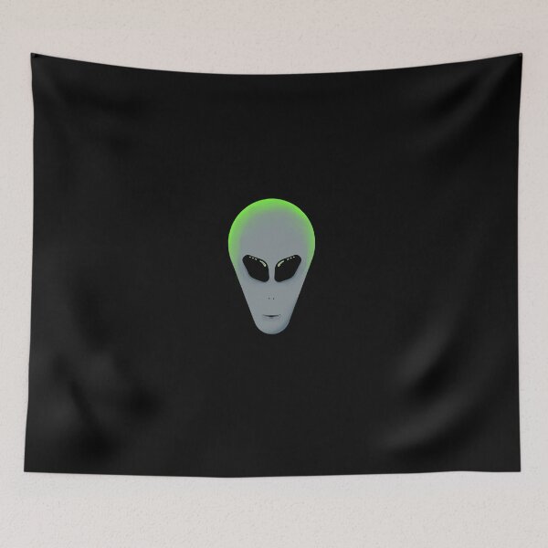 Item preview, Neon Green Grey Alien Head – Minimal Sci-Fi UFO Illustration designed and sold by BlueRidgeBazaar.