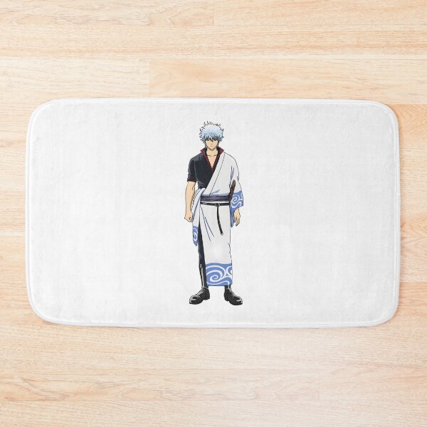 Item preview, White‑Haired Anime Swordsman in Flowing Kimono with Blue Swirls designed and sold by lamiarte.