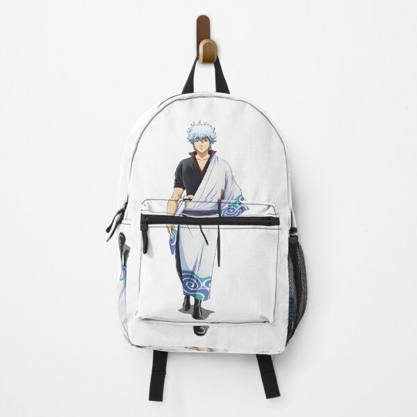 Item preview, White‑Haired Anime Swordsman in Flowing Kimono with Blue Swirls designed and sold by lamiarte.