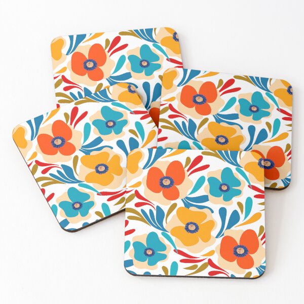 Item preview, Mid‑Century Fauvist Floral Pattern in Warm Tones designed and sold by Clara Fruggeri.