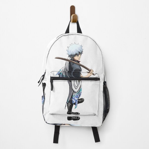 Item preview, White‑Haired Anime Swordsman in Flowing Kimono with Blue Swirls designed and sold by lamiarte.