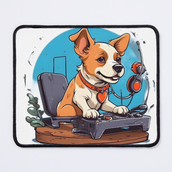 Item preview, dog playing on a console designed and sold by Karaz's Animal Kingdom.