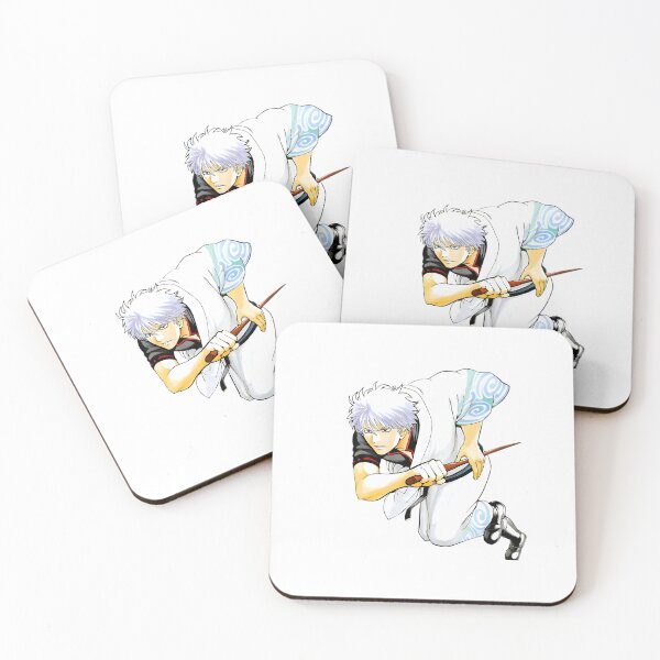 Item preview, White‑Haired Anime Swordsman in Flowing Kimono with Blue Swirls designed and sold by lamiarte.